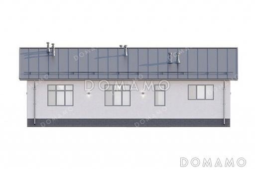 Проект одноэтажного дома с 4 спальнями и открытой террасой / Фасад 1