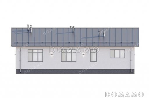 Проект одноэтажного дома с 4 спальнями и открытой террасой / Фасад 1