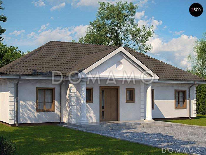 Проект одноэтажного дома из газобетона c эркером в столовой зоне и со свободной планировкой на мансардном этаже / 1