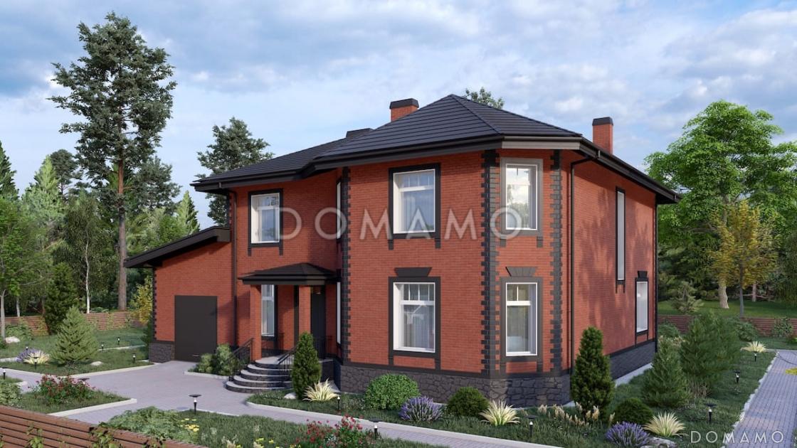 Проект кирпичного дома с 2 эркерами, 5 спальнями и гостиной с камином / 4