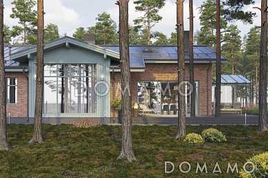 Проект дома с 3 спальнями, спа-зоной, теплой верандой с барбекю и панорамными окнами