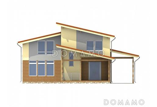 Проект каркасного дома с навесом для машины / Фасад 1