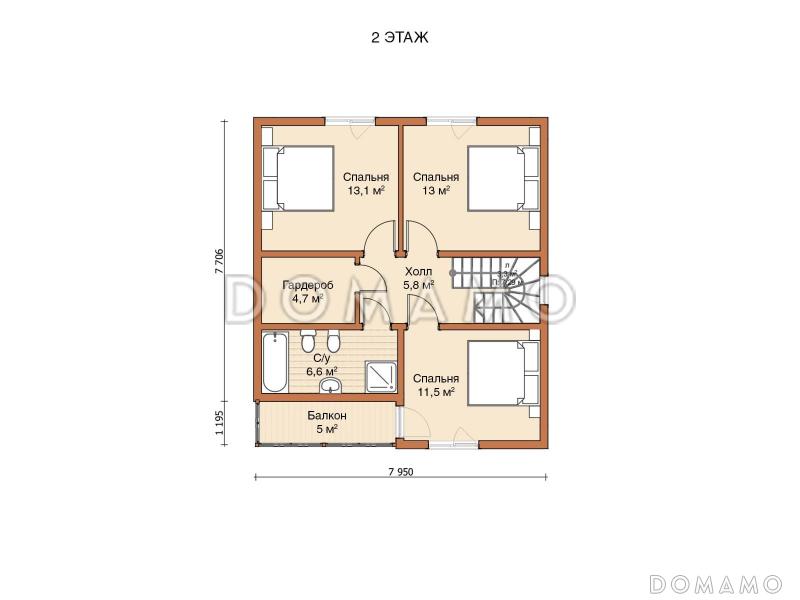 Каркасный дом "Заря" / План 2 этажа