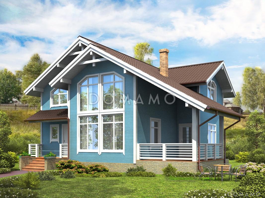 Проект каркасного дома со вторым светом и маленькой сауной / 1