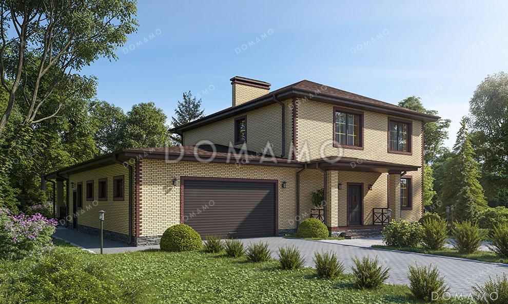 Проект двухэтажного дома с большой террасой и гаражом / 2