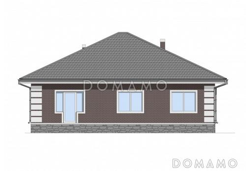 Проект одноэтажного дома из газобетона для небольшой семьи / Фасад 4