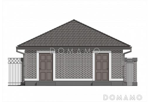 Проект двухместного гаража из газобетона с двумя хозяйственными помещениями / Фасад 4