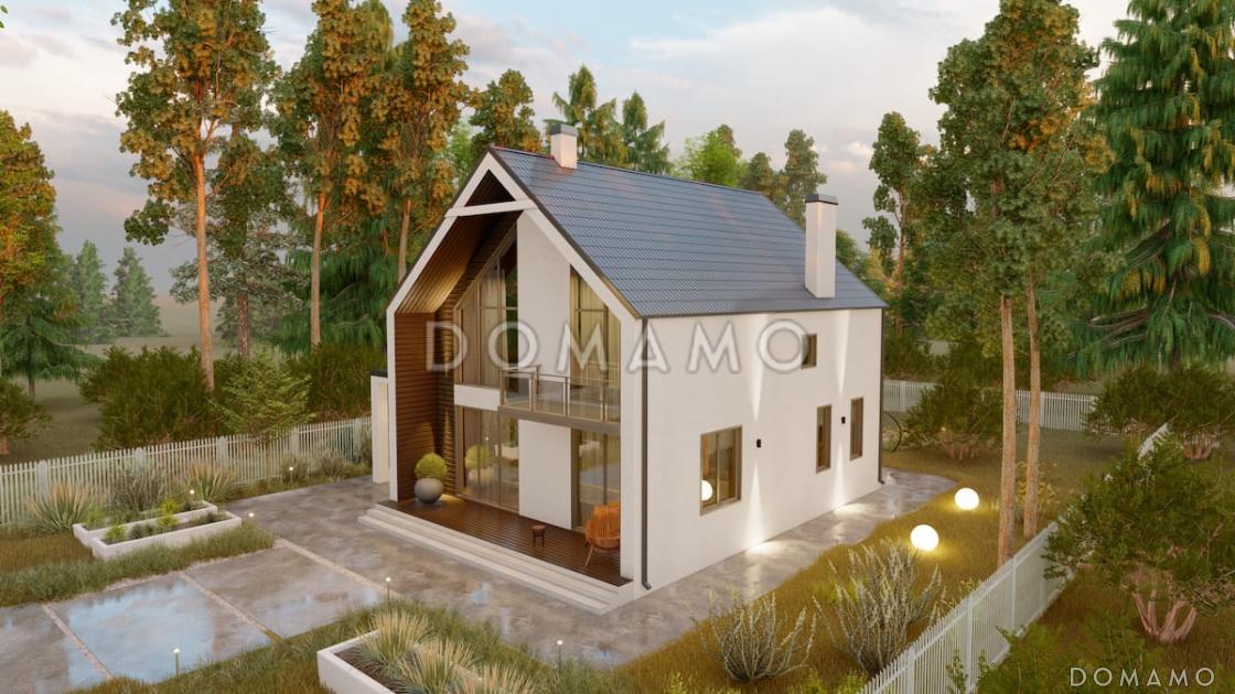 Проект двухэтажного дома в стиле барнхаус с 4 спальнями, вторым светом, крытой террасой и автонавесом / 4