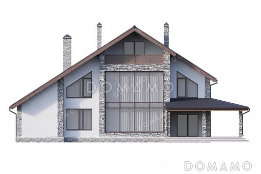 Проект двухэтажного дома с мансардой и гаражом / Фасад 3