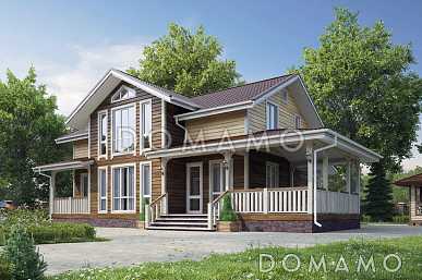 Проект  дома из бруса со вторым светом с тремя спальнями