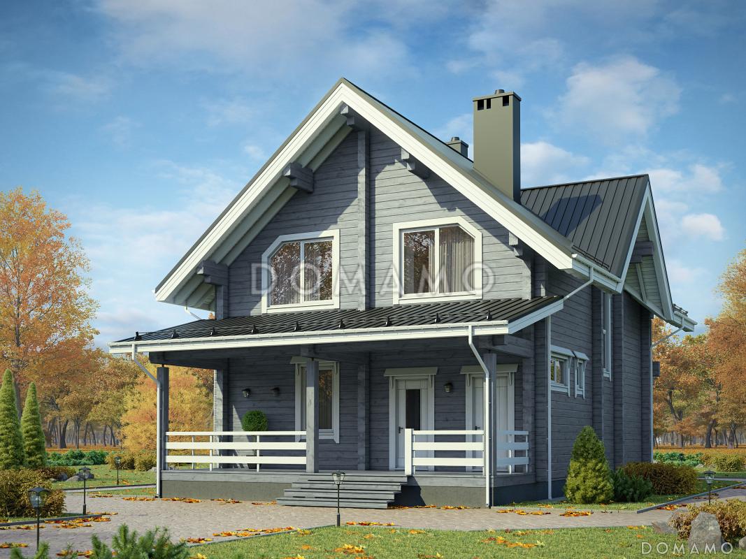 Проект современного дома из бруса с мансардой / 1