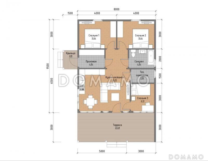 Барнхаус Б-11 / План 1 этажа