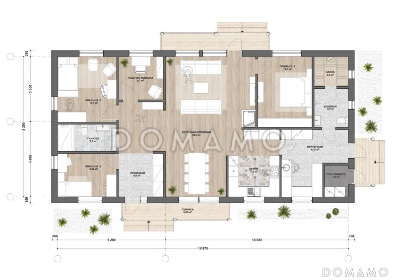 С-172.1 одноэтажный дом / План 1 этажа