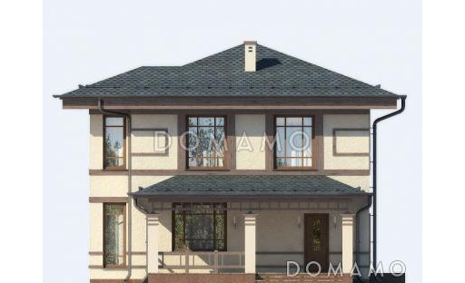 Проект двухэтажного дома из пеноблоков с тремя спальными комнатами / Фасад 1