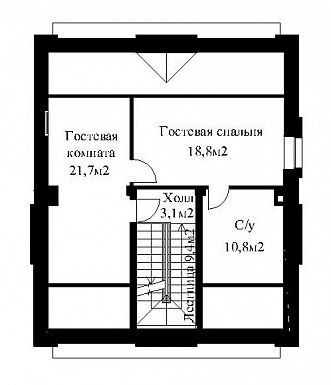 Проект жилого дома для сблокированного строительства на площадке с рельефом / План мансардного этажа Проект жилого дома для сблокированного строительства на площадке с рельефом / План мансардного этажа