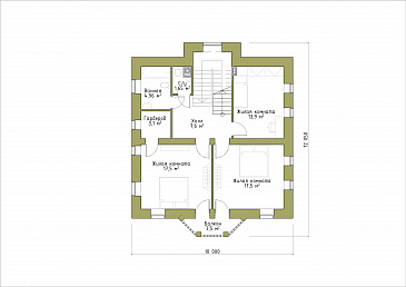 Проект классического коттеджа 10х10. / План 2 этажа Проект классического коттеджа 10х10. / План 2 этажа