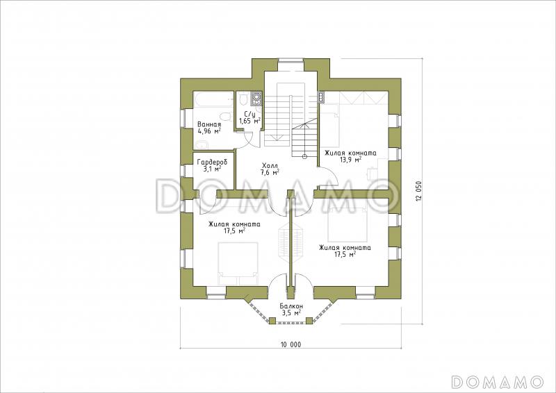 Проект классического коттеджа 10х10. / План 2 этажа
