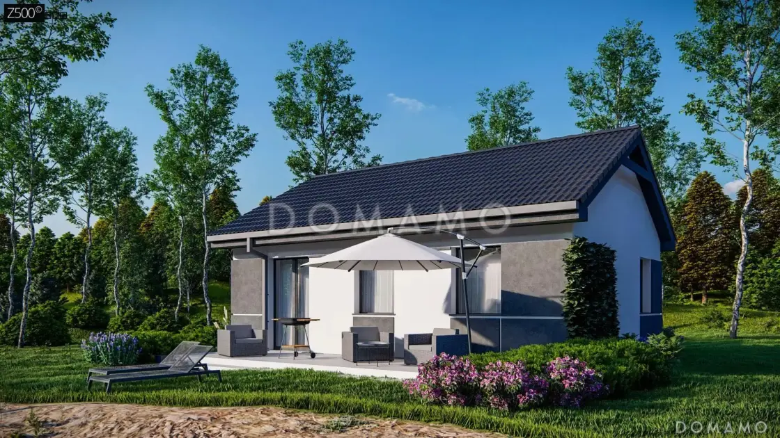 Проект компактного одноэтажного дома из газобетона с большой открытой террасой / 4