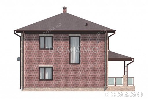 Проект двухэтажного дома с большой террасой / Фасад 4