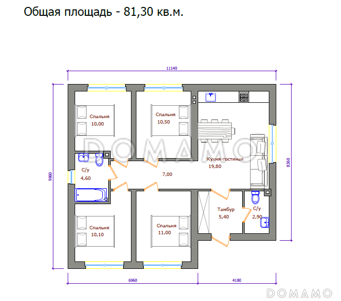 Проект 413 / План 1 этажа