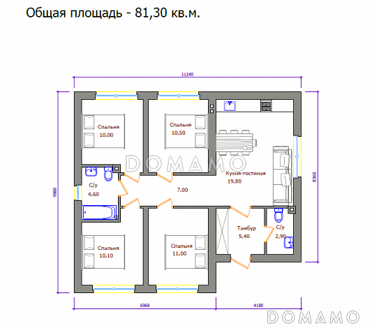 Проект 413 / План 1 этажа Проект 413 / План 1 этажа