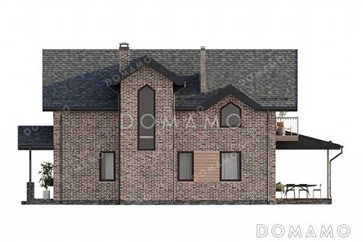 Проект дома с 4 спальнями на мансарде, балконом, террасой и гостевой комнатой на первом этаже / Фасад 1