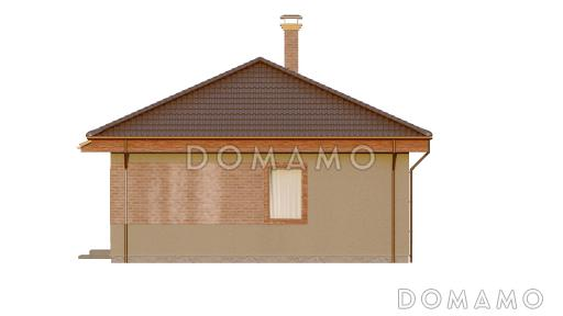 Проект одноэтажного дома из кирпича с большой террасой и двумя спальнями / Фасад 2