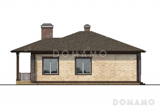 Проект одноэтажного дома с террасой и гаражом для автомобиля / Фасад 3