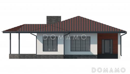 Проект одноэтажного дома с верандой, кухней-столовой, санузлом в тамбуре / Фасад 2