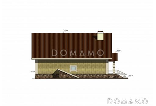 Проект одноэтажного дома с цокольным и мансардным этажами / Фасад 4