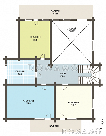 Проект одного из самых популярных домов из клееного бруса / План мансардного этажа Проект одного из самых популярных домов из клееного бруса / План мансардного этажа