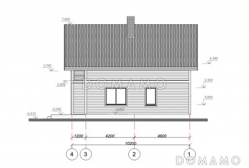 Проект кирпичного дома с высокой энергоэффективностью / Фасад сзади