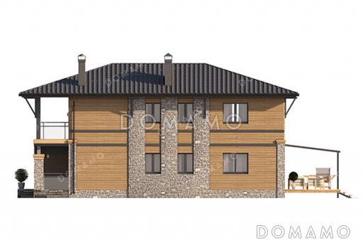 Проект дома для узкого участка с встроенным гаражом / Фасад 3