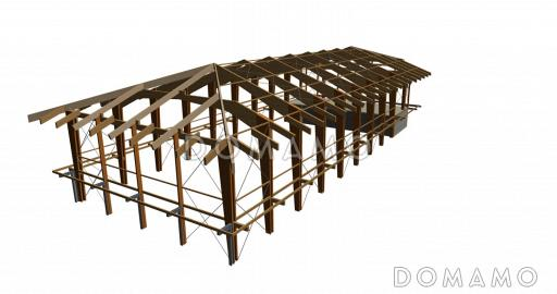 Проект теннисного корта из клееного бруса / Фасад 1