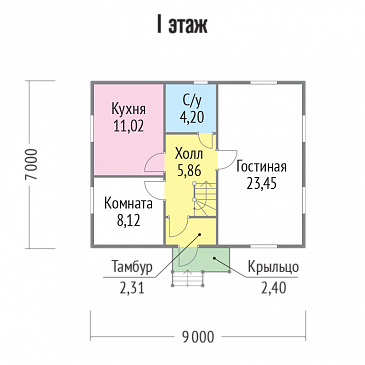 Проект дома с логичной планировкой внутреннего пространства / План 1 этажа Проект дома с логичной планировкой внутреннего пространства / План 1 этажа