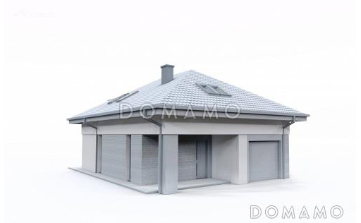 Проект дома с прачечной, гаражом, тремя спальнями на мансарде и просторной гардеробной / Фасад 4