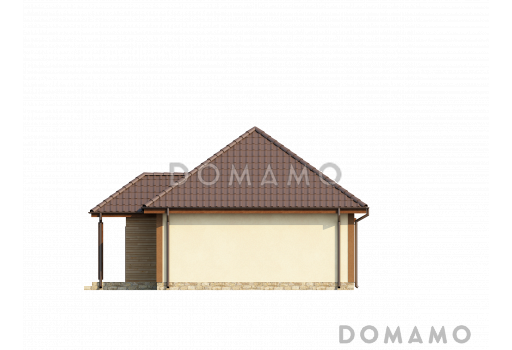 Проект маленького одноэтажного дома из кирпича с террасой / Фасад 4
