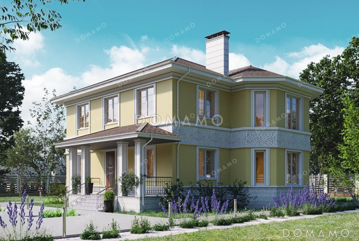 Проект двухэтажного дома с застекленной верандой