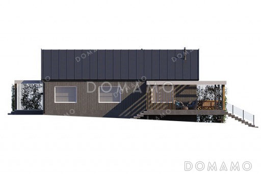 Проект одноэтажного дома с просторной террасой / Фасад 2