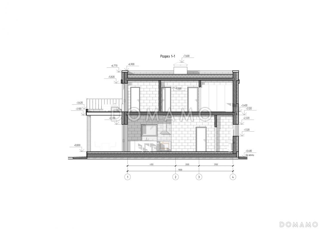 Проект двухэтажного дома из газобетона с кабинетом на первом этаже, тремя спальнями и балконом / 4
