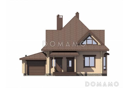 Проект дома из бруса с гаражом / Фасад 1