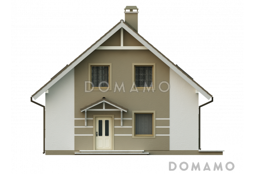 Проект одноэтажного мансардного дома современного дизайна из кирпича с тремя спальнями / Фасад 1