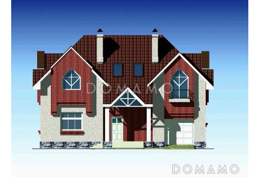 Проект дома с частичной облицовкой фасада облицовочным кирпичом / Фасад 1