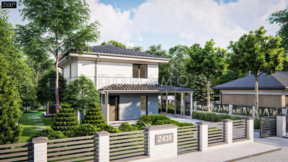 Проект загородного дома для семьи с детьми, просторной ванной, террасой / 1