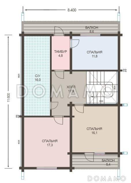 Проект дома из клееного бруса до 200 кв.м / План мансардного этажа