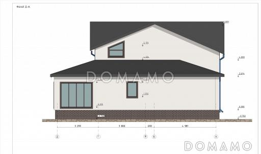 Проект двухэтажного каркасного дома с мансардой и гаражом / Фасад 2