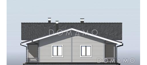Проект каркасного дома с панорамным остеклением с тремя спальнями / Фасад 1