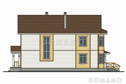 Проект дома из пенобетона для узкого участка / Фасад 2