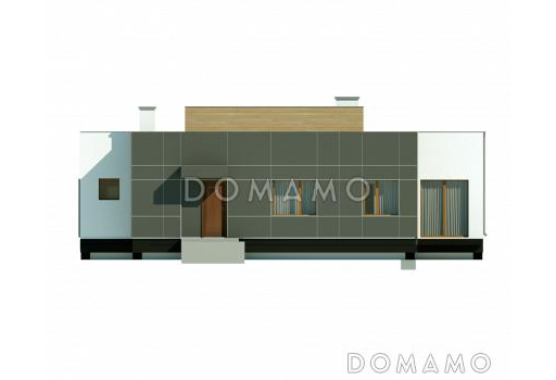 Проект современного одноэтажного дома из кирпича с тремя спальнями и светлой просторной гостиной / Фасад 1