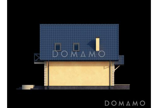 Проект одноэтажного дома из кирпича с мансардой и просторной гостиной / Фасад 3